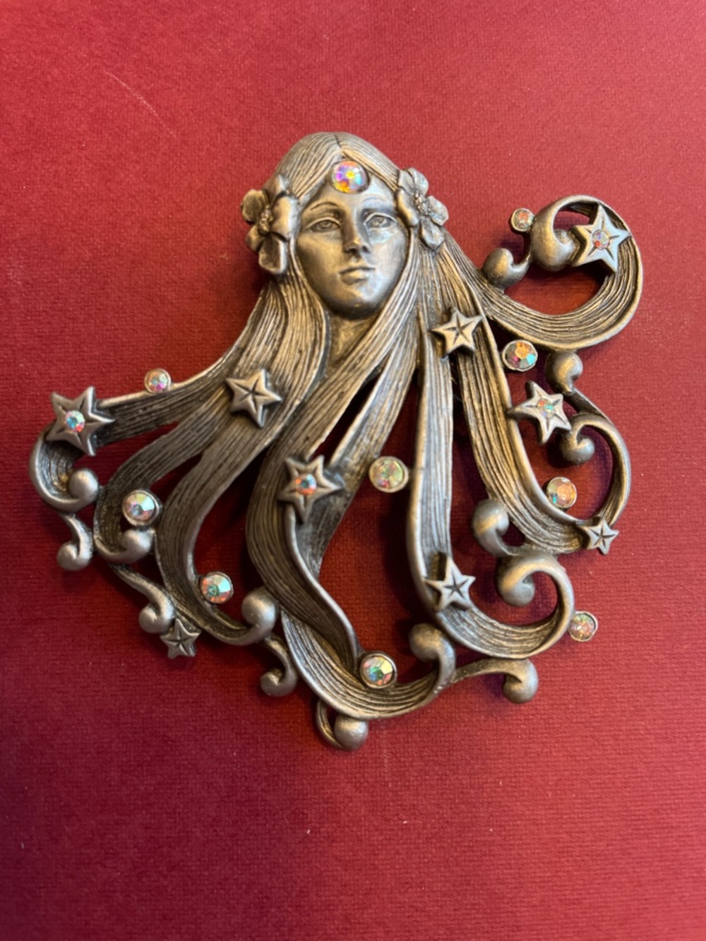 Vintage JJ Jonette pewter like Brooch